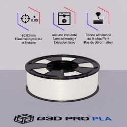 Fil 3D PLA 1 Kg 1.75 mm Perle Blanc