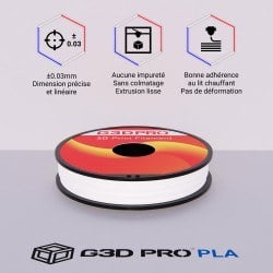 Fil 3D PLA 500g 1.75 mm Blanc Neige