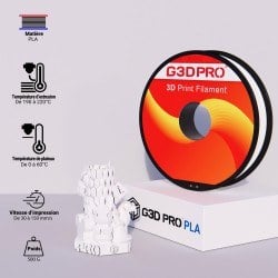 Fil 3D PLA 500g 1.75 mm Blanc Neige