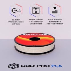 Fil 3D PLA 500g 1.75 mm Transparent