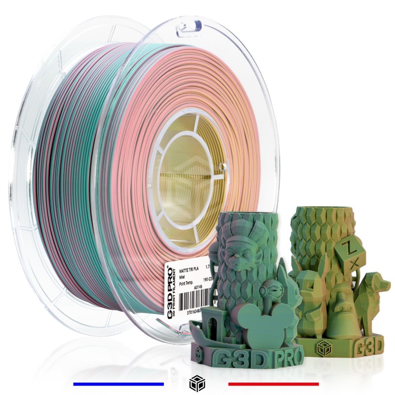 Fil 3D PLA MAT TRICOLOR 1 Kg 1.75mm Bubble Gum