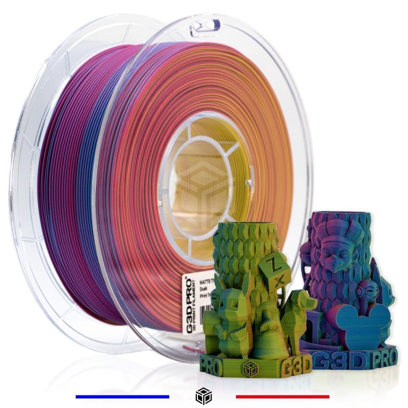Filament 3D PLA MAT TRICOLOR 1 Kg 1.75mm Dusk Bleu Rose Jaune Filament 3D PLA MAT TRICOLOR 1 Kg 1.75mm Dusk Bleu Rose Jaune