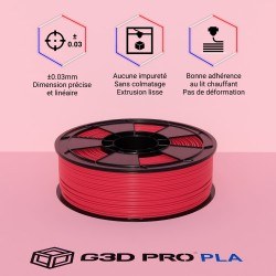 Fil 3D PLA 1 Kg 1.75 mm Rouge