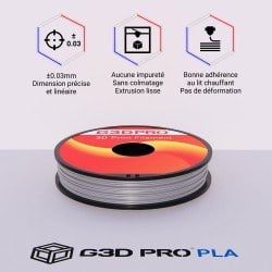 Fil 3D PLA 500g 1.75 mm Argent