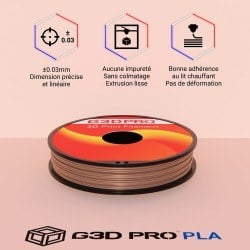 Fil 3D PLA 500g 1.75 mm Cuivre copper