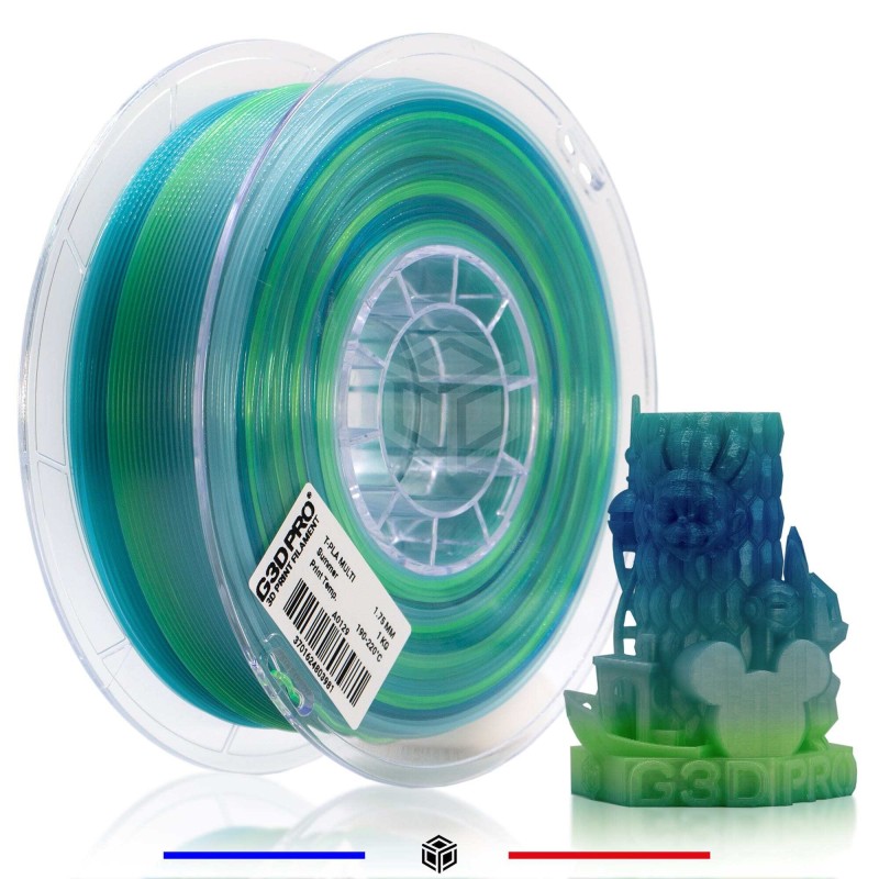 Fil 3D PLA 1 kg 1.75 mm Translucide Multicolore Été Fil 3D PLA 1 kg 1.75 mm Translucide Multicolore Été