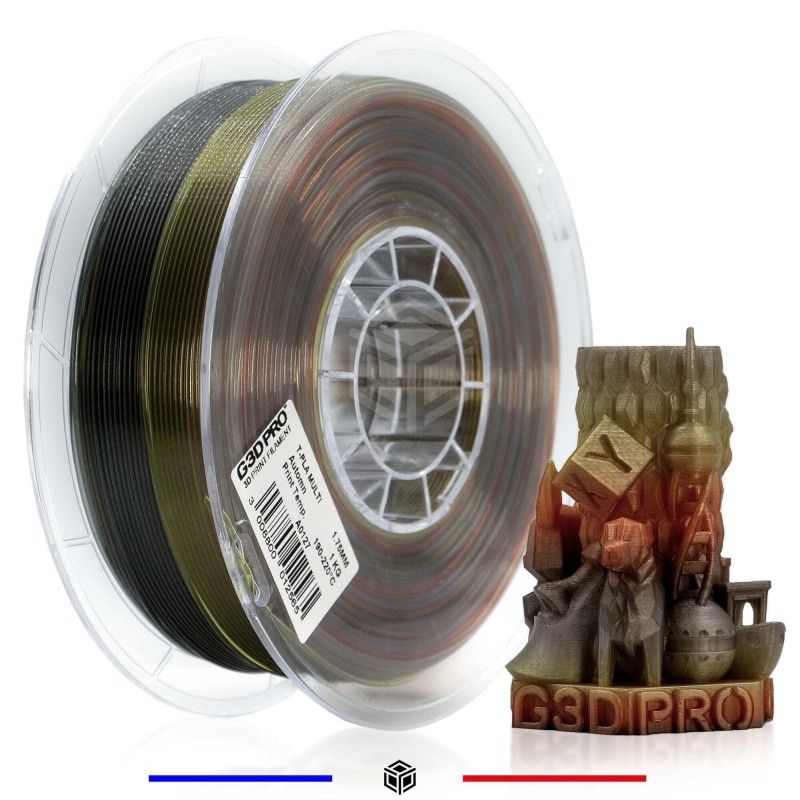Fil 3D PLA 1 Kg 1.75 mm Translucide Multicolore Automne Fil 3D PLA 1 Kg 1.75 mm Translucide Multicolore Automne