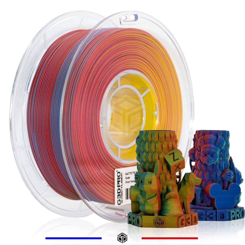 Filament PLA 1KG Chromatique 1.75mm - Rouge Jaune Bleu Matte G3D PRO