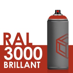 Bombe de peinture 400ml Brillant RAL 3000 Rouge Feu