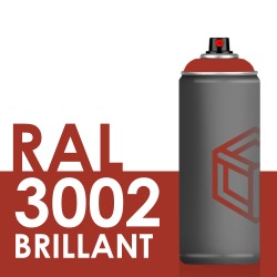 Bombe de peinture 400ml Brillant RAL 3002 Rouge Carmin