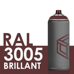 Bombe de peinture 400ml Brillant RAL 3005 Rouge Vin