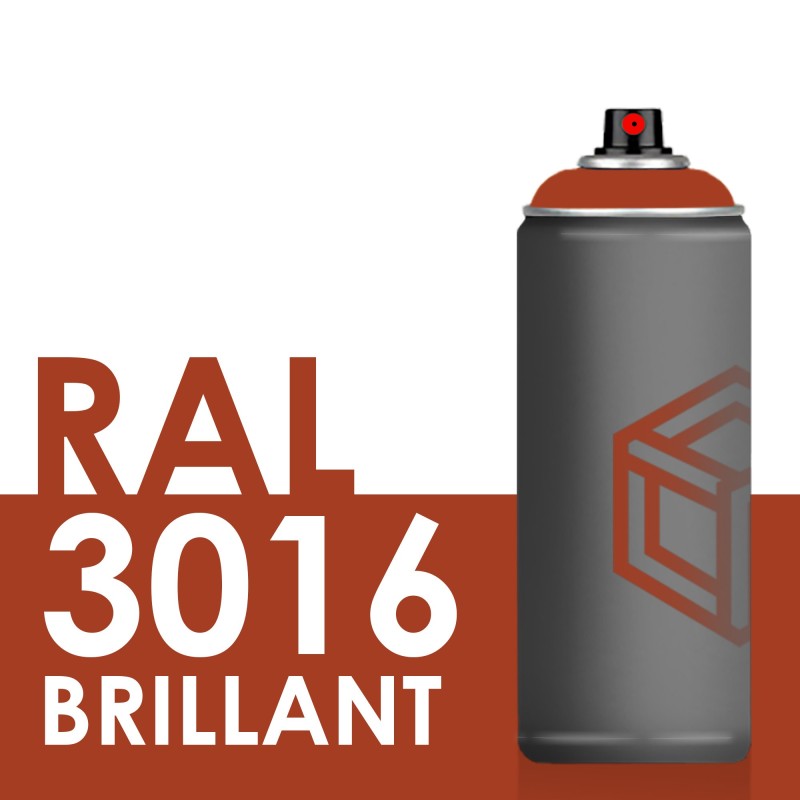 Bombe de peinture 400ml Brillant RAL 3016 Rouge Corail