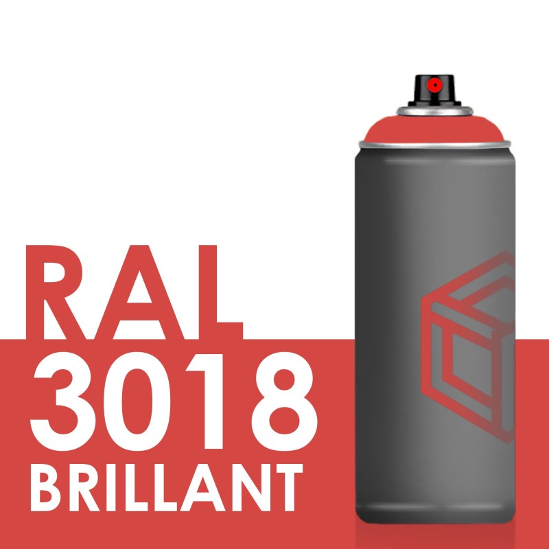 Bombe de peinture 400ml Brillant RAL 3018 Rouge Fraise