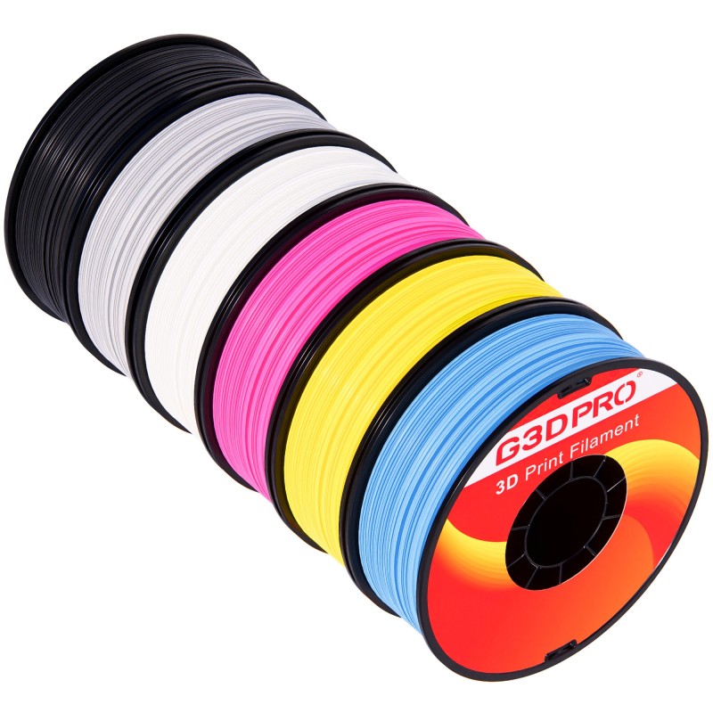 Pack Fil PLA 1.75mm 500g G3D PRO - Couleurs Fluorescentes