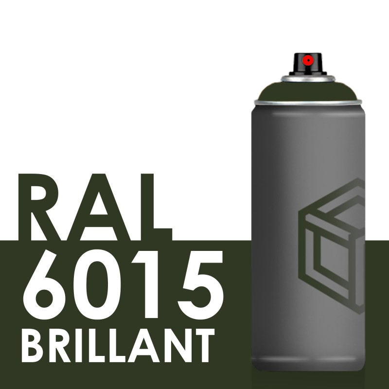 Bombe de peinture 400ml Brillant RAL 6015 Vert Olive Noir