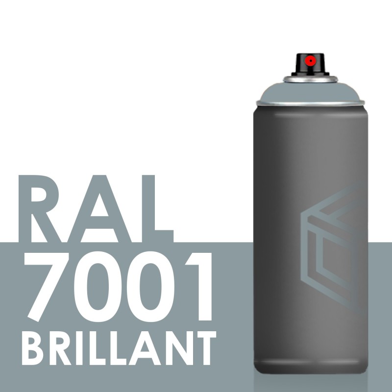 Bombe de peinture 400ml Brillant RAL 7001, Gris argent