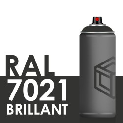 Bombe de peinture 400ml Brillant RAL 7021, Gris Noir