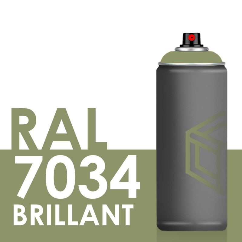 Bombe de peinture 400ml Brillant RAL 7034, Gris Jaune