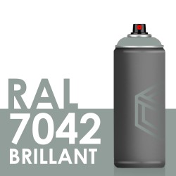Bombe de peinture 400ml Brillant RAL 7042, Gris Signalisation A