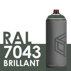 Bombe de peinture 400ml Brillant RAL 7043, Gris Signalisation B