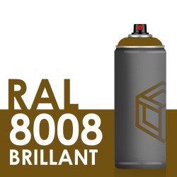 Bombe de peinture 400ml Brillant RAL 8008, Brun Olive