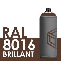 Bombe de peinture 400ml Brillant RAL 8016, Brun Acajou