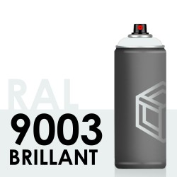 Bombe de peinture 400ml Brillant RAL 9003, Blanc Sécurité