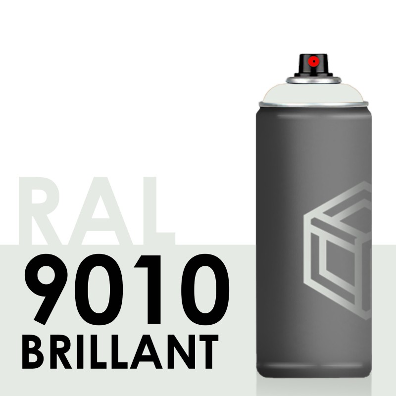 Bombe de peinture 400ml Brillant RAL 9010, Blanc Pur