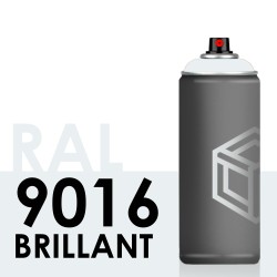 Bombe de peinture 400ml Brillant RAL 9016, Blanc Signalisation