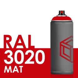 Bombe de peinture 400ml Mat RAL 3020 Rouge Signalisation