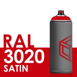 Bombe de peinture 400ml Satin RAL 3020 Rouge Signalisation