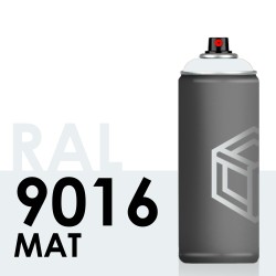 Bombe de peinture 400ml Mat RAL 9016 Blanc Signalisation
