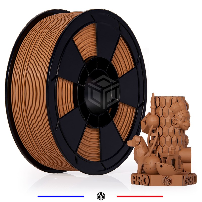 Filament PLA 3D, marron ébène. ø1,75 mm (1kg) Fabriqué en UE