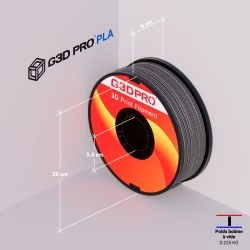 Fil 3D PLA Métallisé G3D PRO® 1.75mm 1 kg Gris Argenté