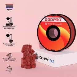 Fil 3D PLA Métallisé G3D PRO® 1.75mm 1 kg Rouge
