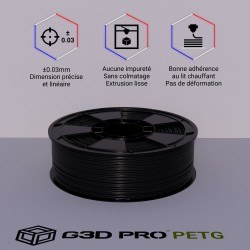 Filament 3D PETG 1 Kg Noir 1.75 mm