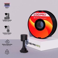 Filament 3D PETG 1 Kg Noir 1.75 mm