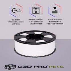 Filament 3D PETG 1 Kg Blanc 1.75 mm
