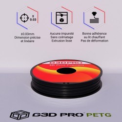 Filament 3D PETG 500g Noir 1.75 mm