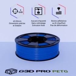 Filament 3D PETG 1 Kg Bleu 1.75 mm