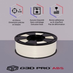 Fil 3D ABS 1 Kg 1.75 mm Perle Blanc