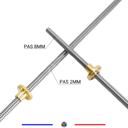 Tige filetée T8 - 300 mm - pas 2mm - inox - filetage complet