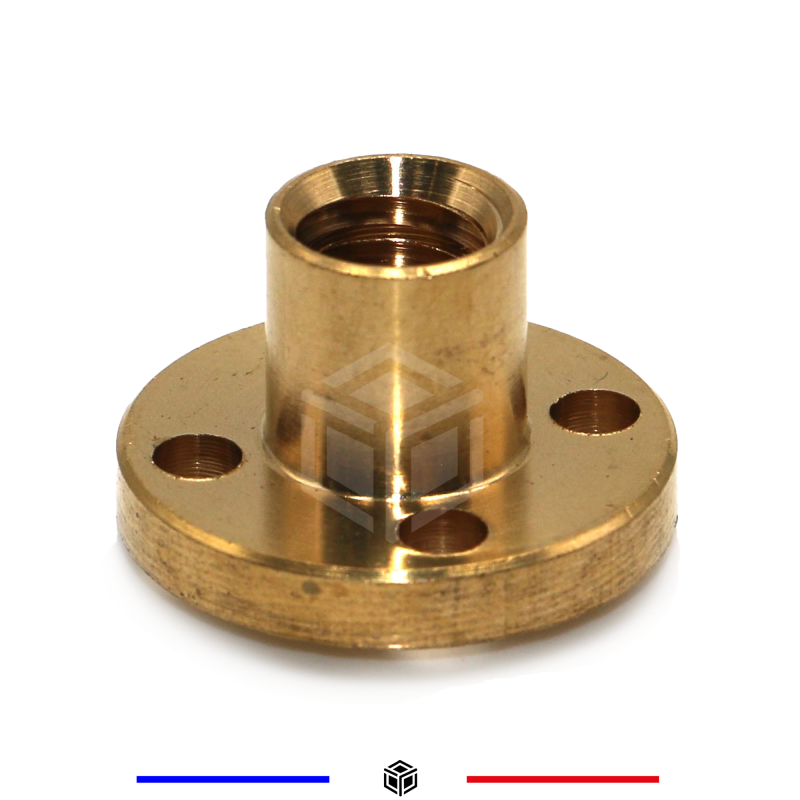 Écrou en laiton pour vis mère T8 pas 2mm avance 2mm