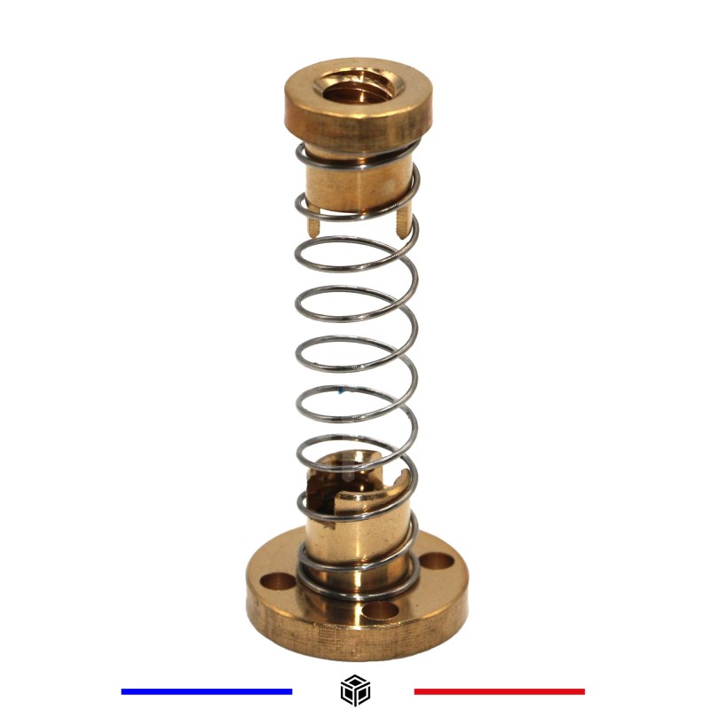 ÉCROU ANTI-JEU LAITON 3D-T8 AVANCE 4MM PAS 2MM