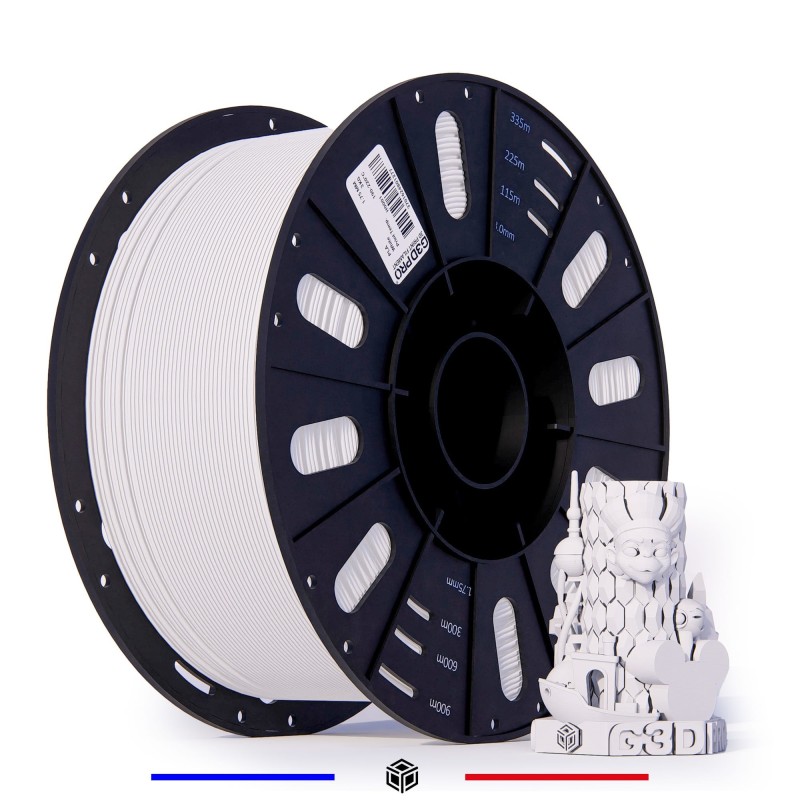 FILAMENT 3D G3D PRO PLA MAT BLANC 1.75MM FORMAT 3KG