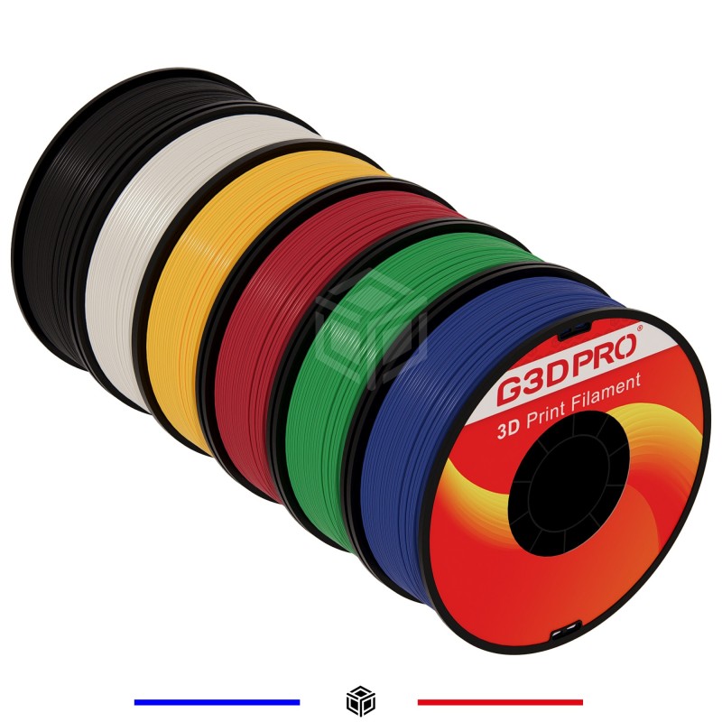 PACK 6 BOBINES PLA 1.75MM 1 Kg Grossiste 3D