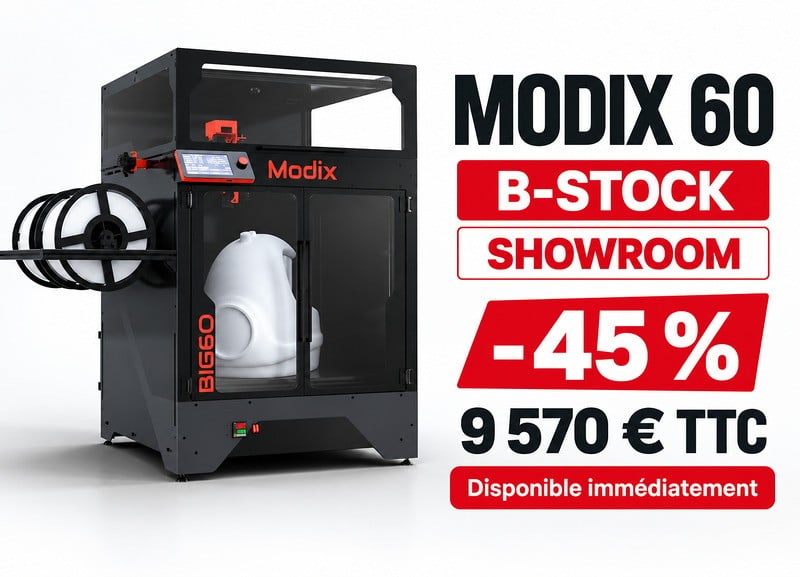 Imprimante 3D Modix 60 B-Stock de showroom : -45 %, 9 570 € TTC | Grossiste3D